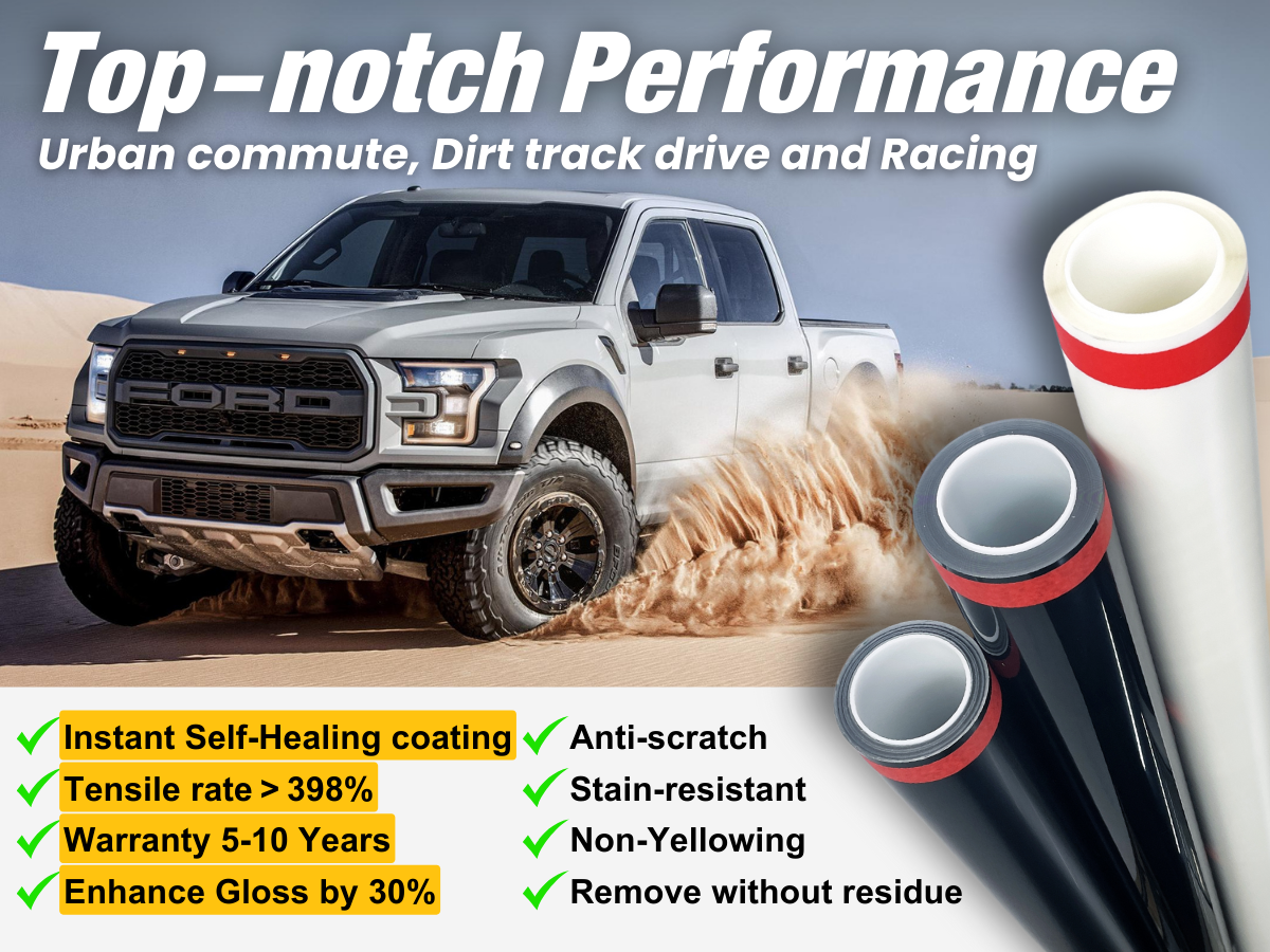 RPPF ACE series TPU PPF is our ultimate paint protection film, meticulously crafted to deliver unrivaled durability for off-road and motorsports enthusiasts. Boasting industry-leading performance, it keeps your car shielded in any harsh environment.