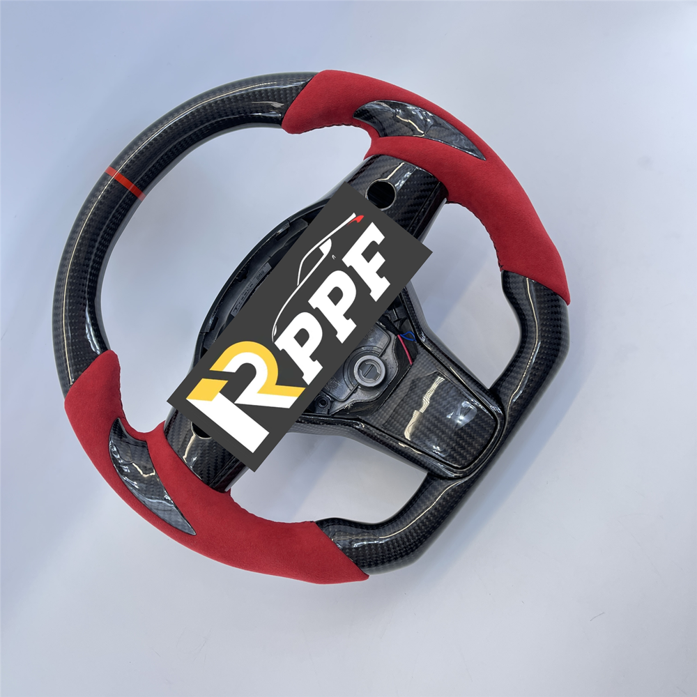 RPPF for Tesla Model 3/Y 2017-2025 Carbon Fiber Steering Wheel with Thumb Grips