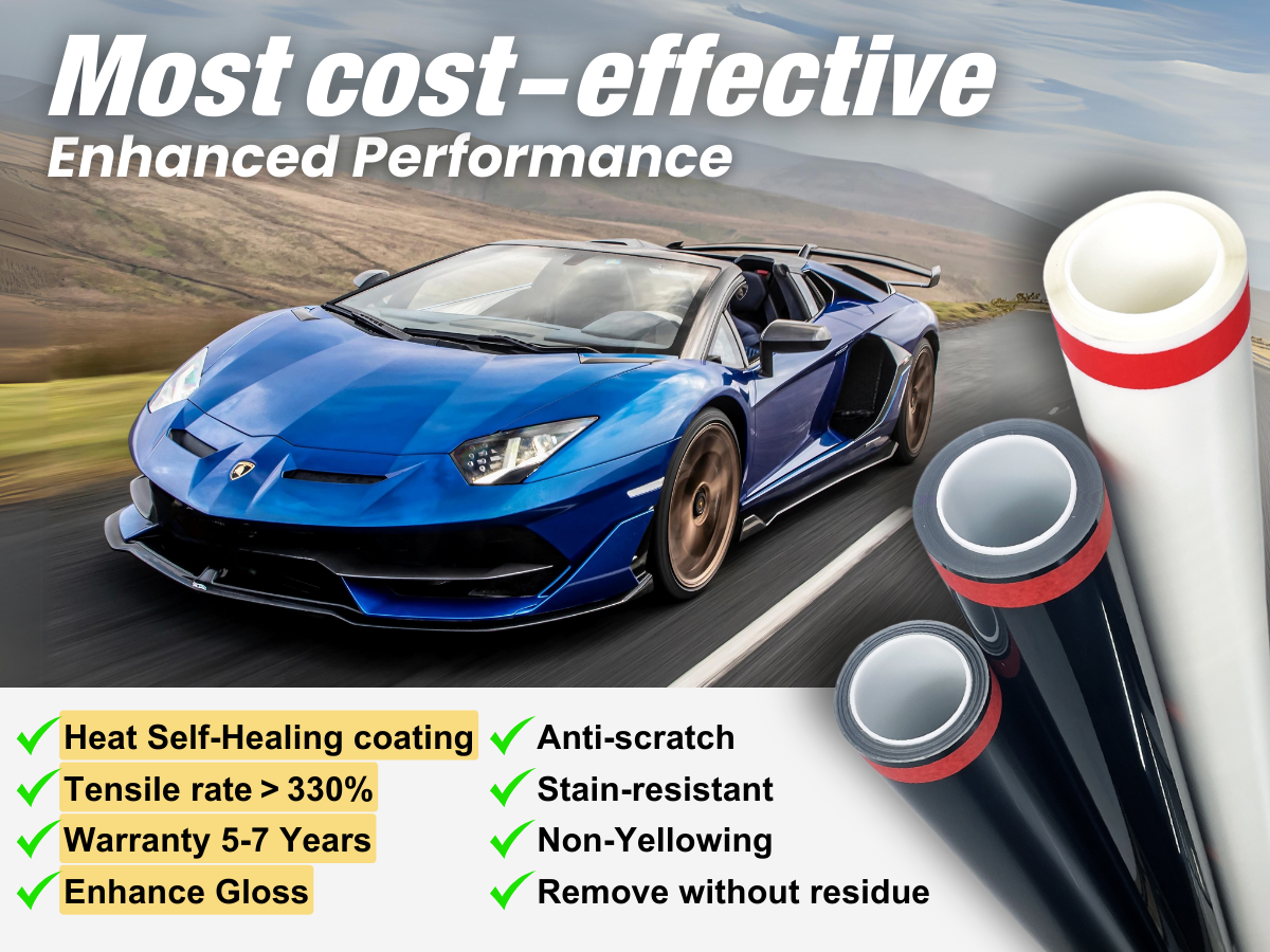 RPPF Pro Series TPU PPF is the most popular flagship product with the most cost-effective and enhanced performance. The Enhanced Gloss and Heat Self-Healing coating stands out in particular.