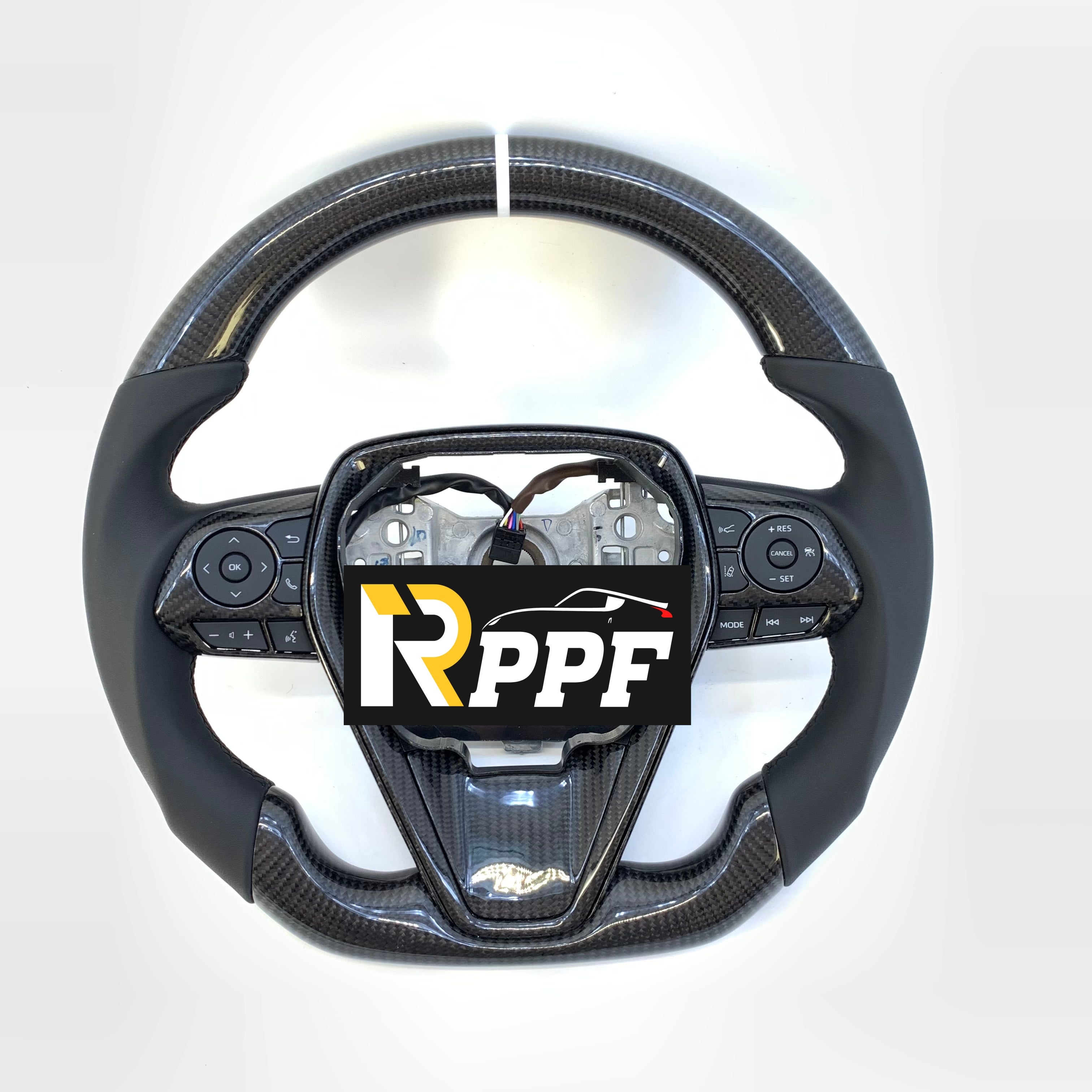 R-ppf for toyota 8th gen Camry se xse le xle 2018-2022 carbon fiber steering wheel gloss black