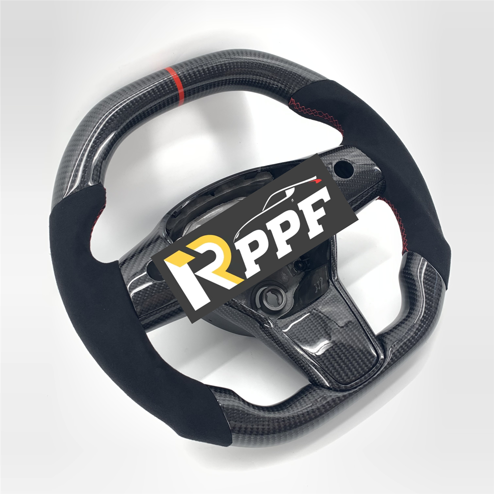 RPPF for Tesla Model 3/Y 2017-2025 Carbon Fiber Steering Wheel with carbon trim