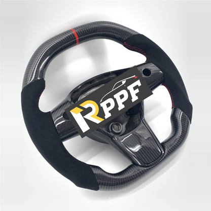 RPPF for Tesla Model 3/Y 2017-2025 Carbon Fiber Steering Wheel with carbon trim