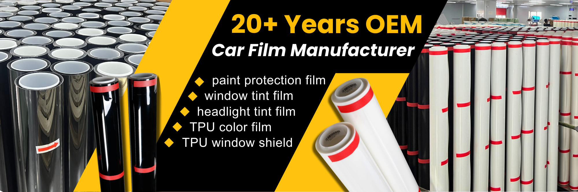 RPPF is a car film manufacturer with 20 years of OEM experience. Our product range includes paint protection film, window tint film, headlight tint film, TPU color film, and TPU window shield.