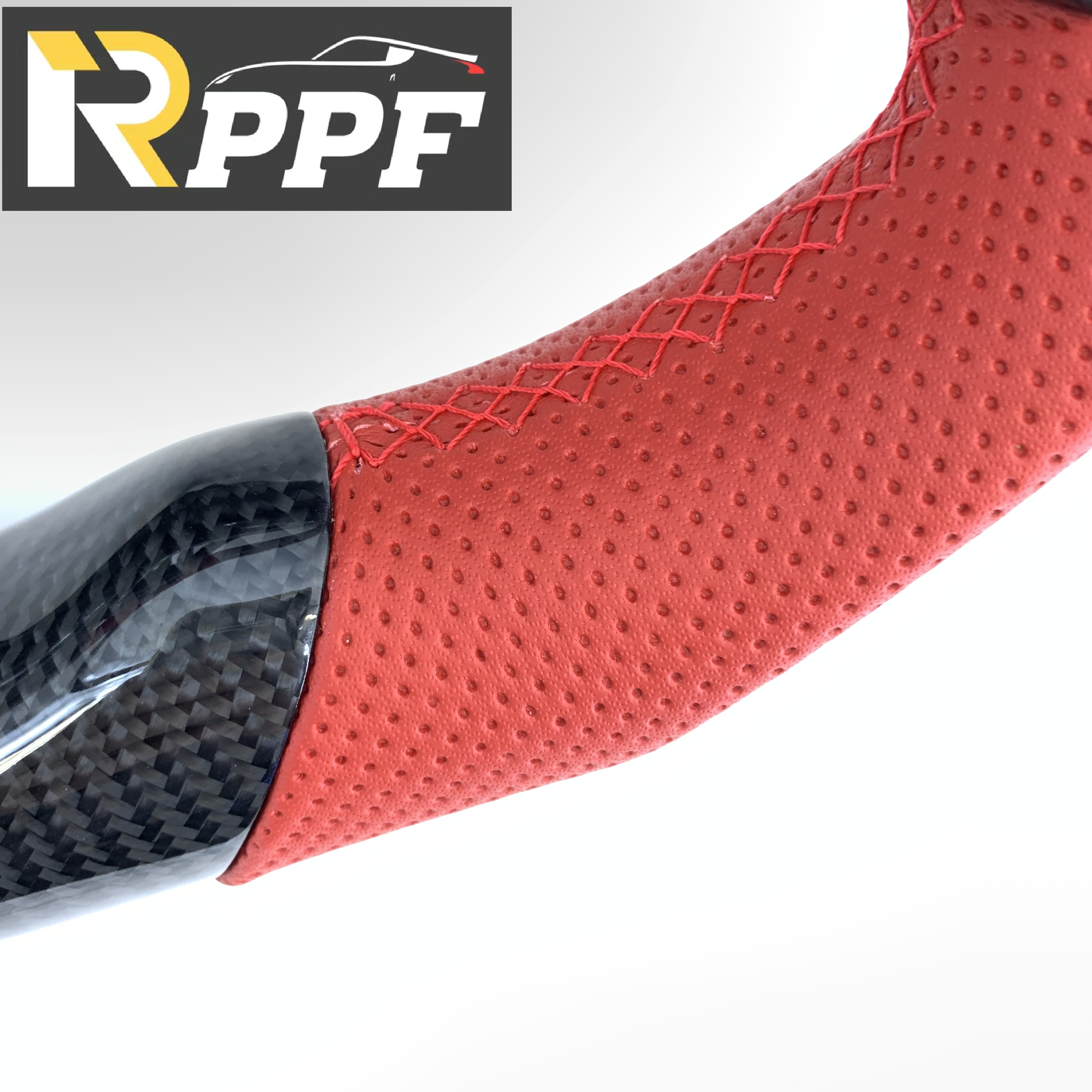 RPPF for Honda 11th gen Civic XI 2021-2025 Carbon Fiber Steering Wheel with Red perforated leather