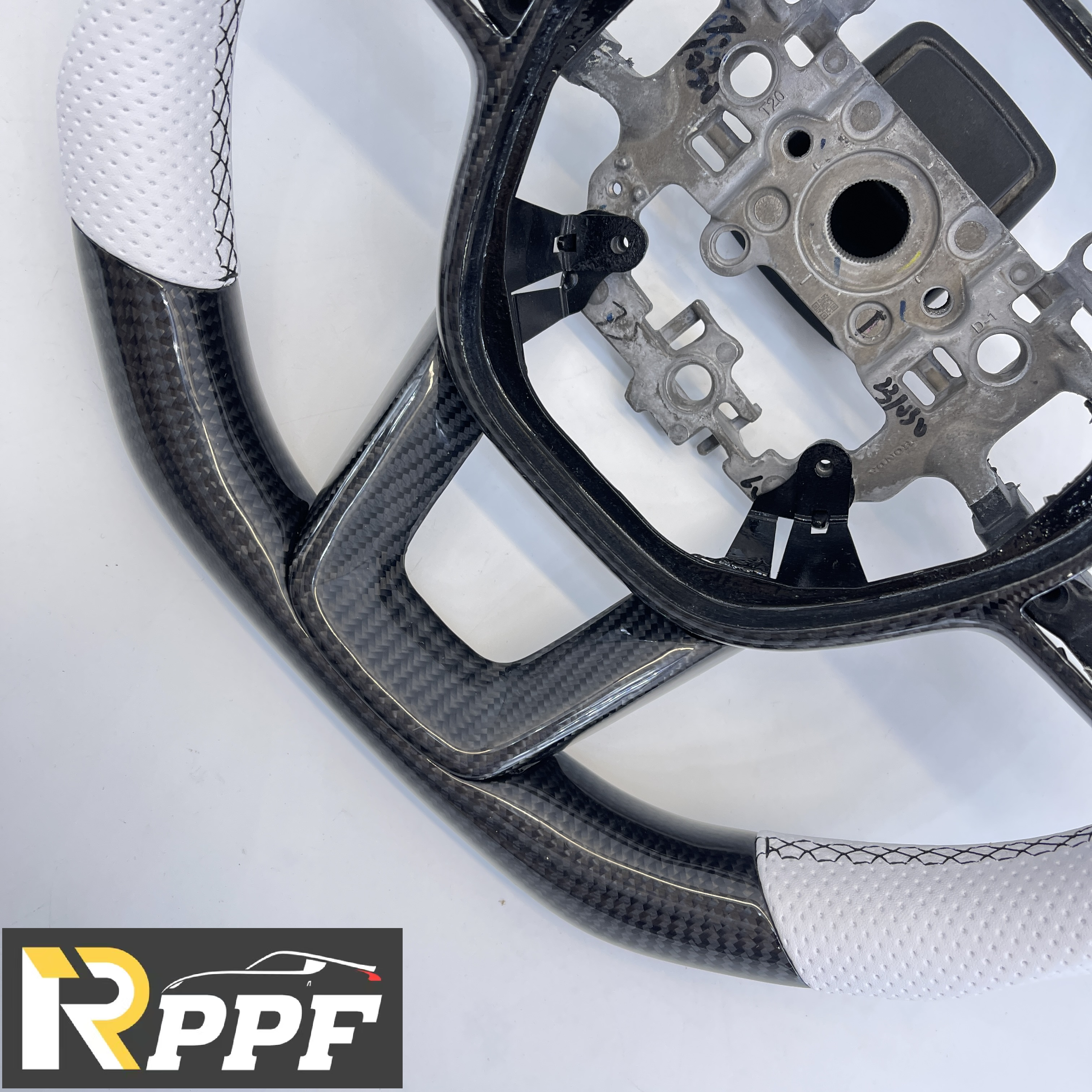 RPPF for Honda 11th gen Civic XI 2021-2025 Carbon Fiber Steering Wheel with White Black Line at Top