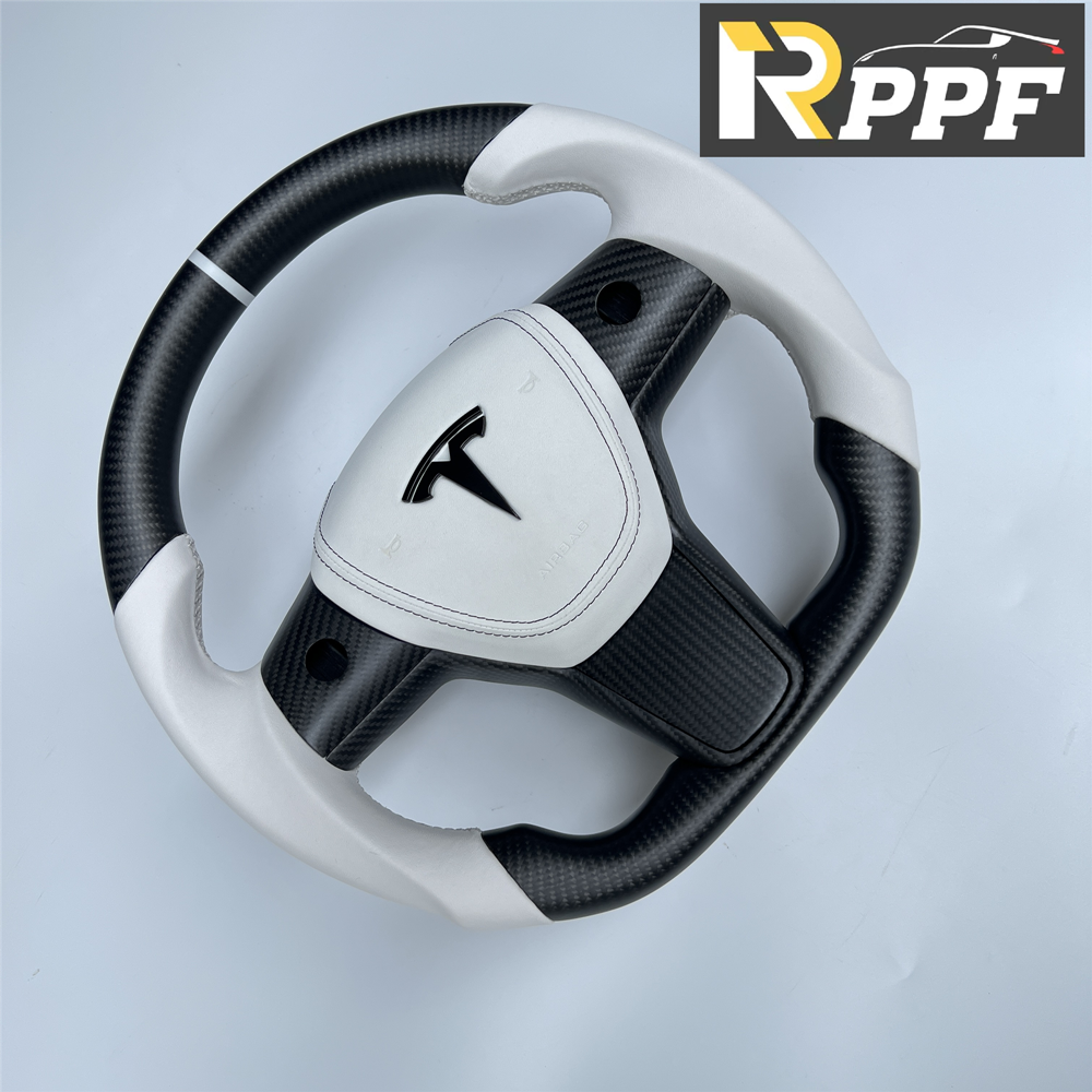 RPPF for Tesla Model 3/Y 2017-2025 Carbon Fiber Steering Wheel with Airbag