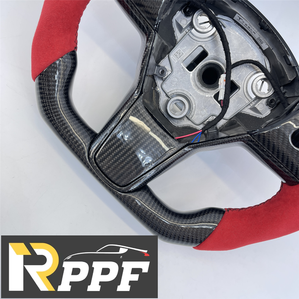 RPPF for Tesla Model 3/Y 2017-2025 Carbon Fiber Steering Wheel with Thumb Grips