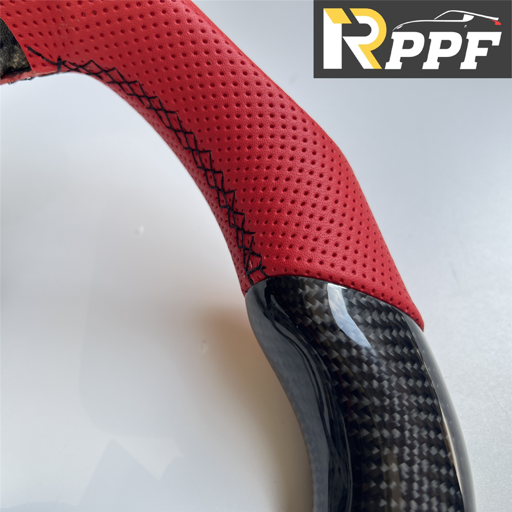 RPPF for Acura TL 2009-2014 Carbon Fiber Steering Wheel with Red Perforated Leather
