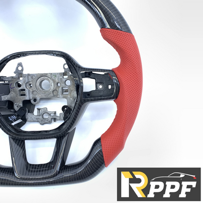 RPPF for Honda 11th gen Civic XI 2021-2025 Carbon Fiber Steering Wheel with Red perforated leather