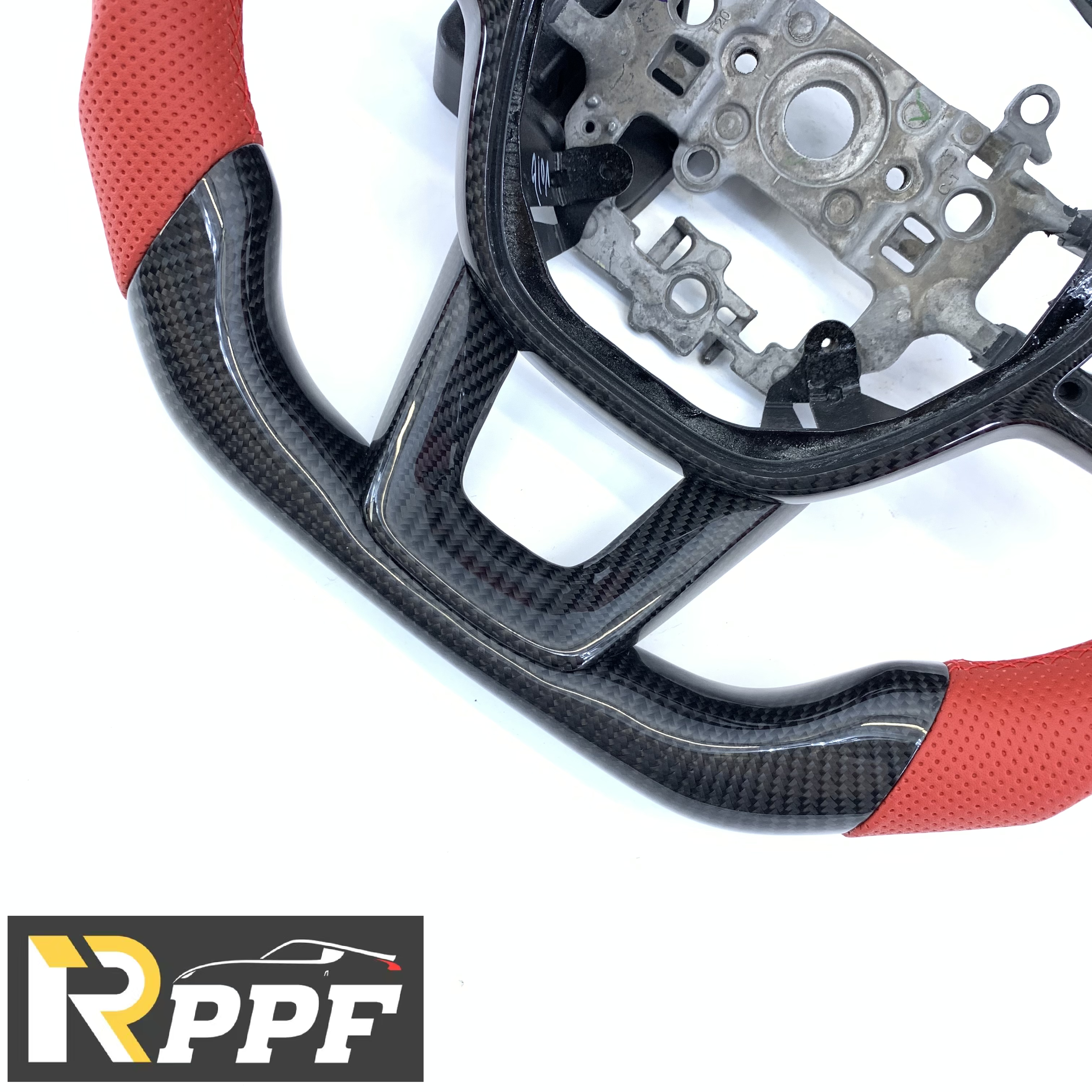RPPF for Honda 11th gen Civic XI 2021-2025 Carbon Fiber Steering Wheel with Red perforated leather