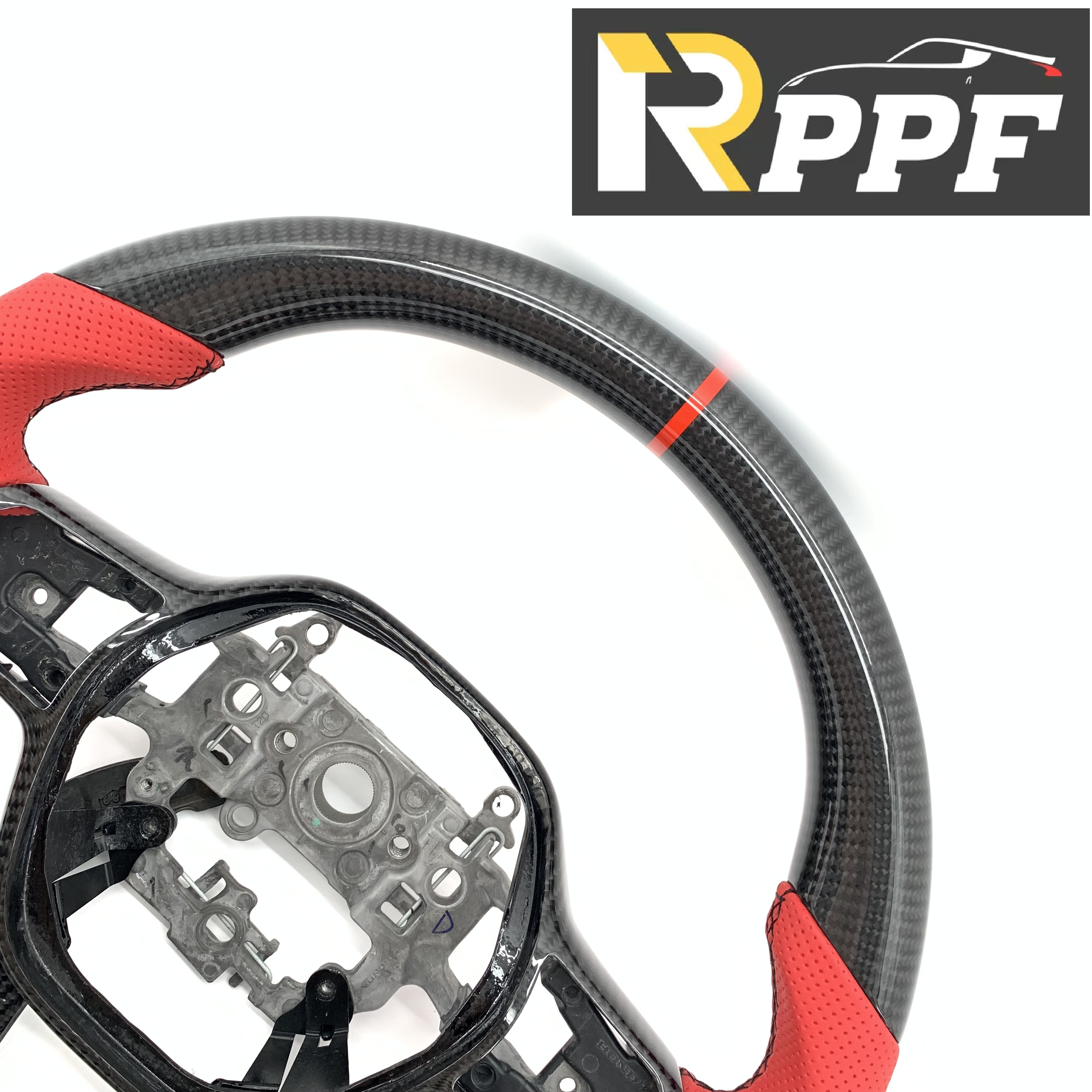 RPPF for Honda 11th gen Civic XI 2021-2025 Carbon Fiber Steering Wheel with Red Line at Top