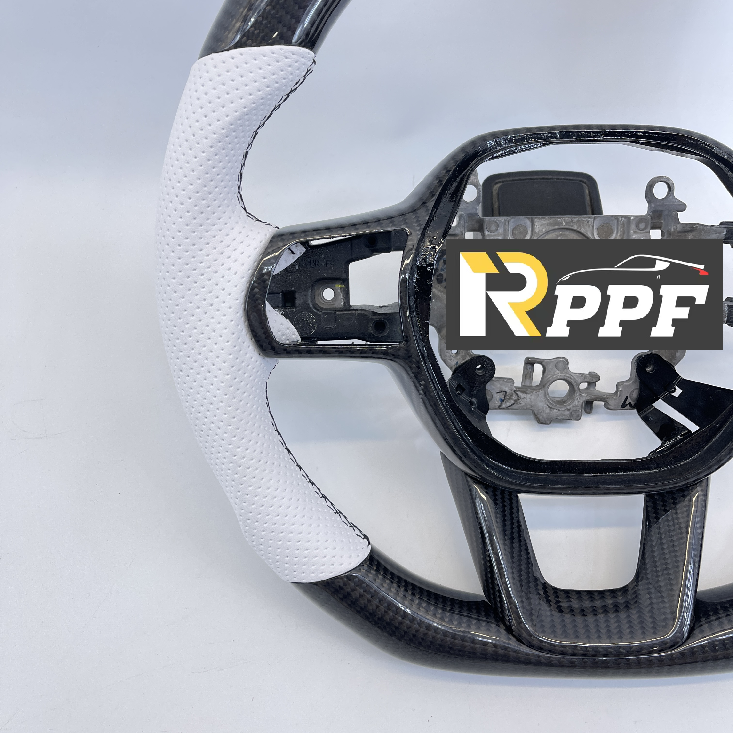 RPPF for Honda 11th gen Civic XI 2021-2025 Carbon Fiber Steering Wheel with White Black Line at Top