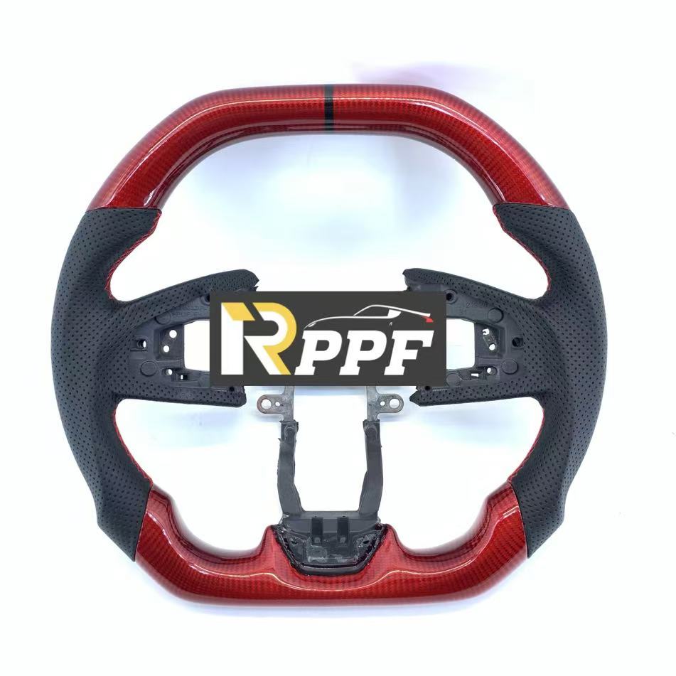 RPPF for Honda 10th gen Civic SI 2016-2025 Carbon Fiber Steering Wheel with Red Line at Top