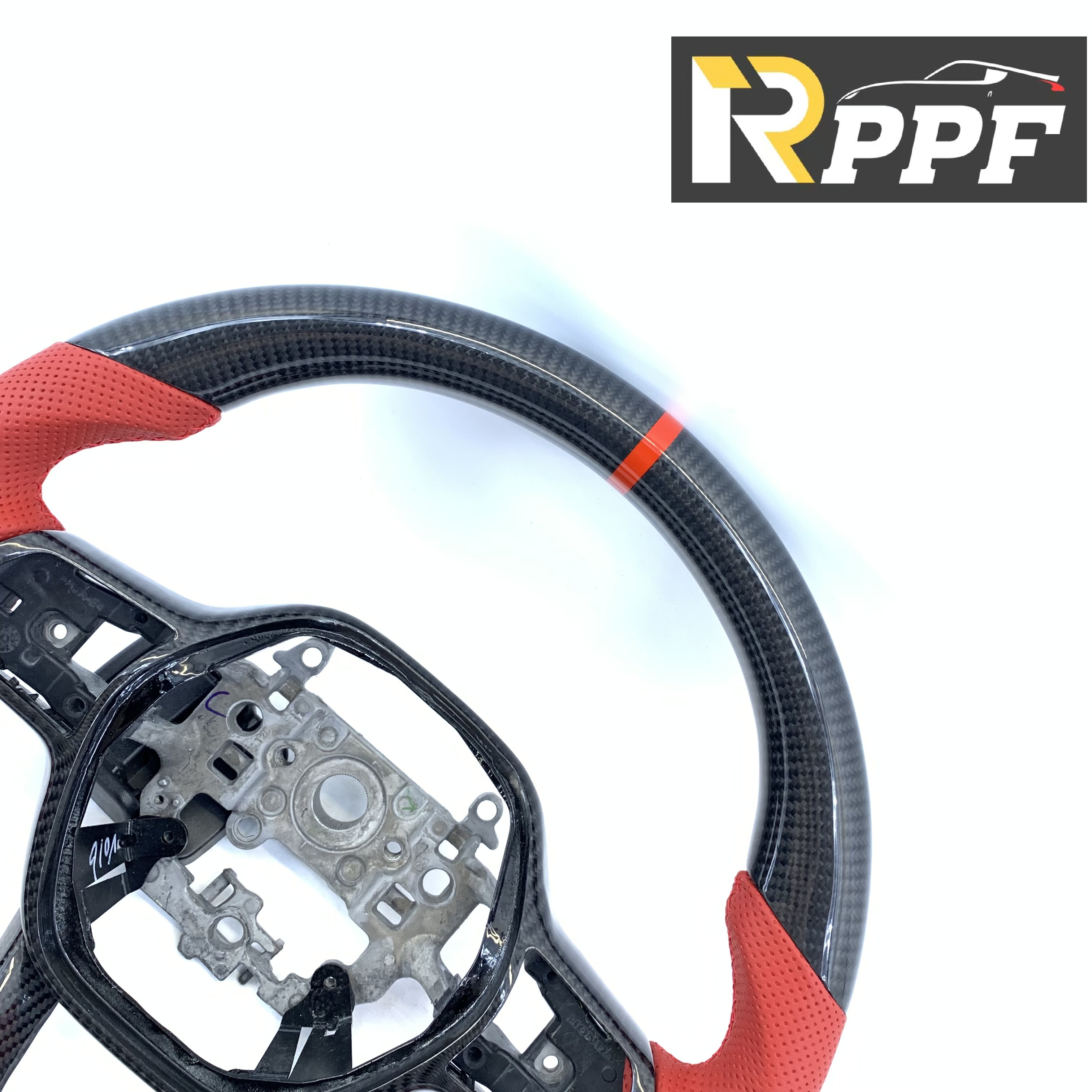 RPPF for Honda 11th gen Civic XI 2021-2025 Carbon Fiber Steering Wheel with Red perforated leather