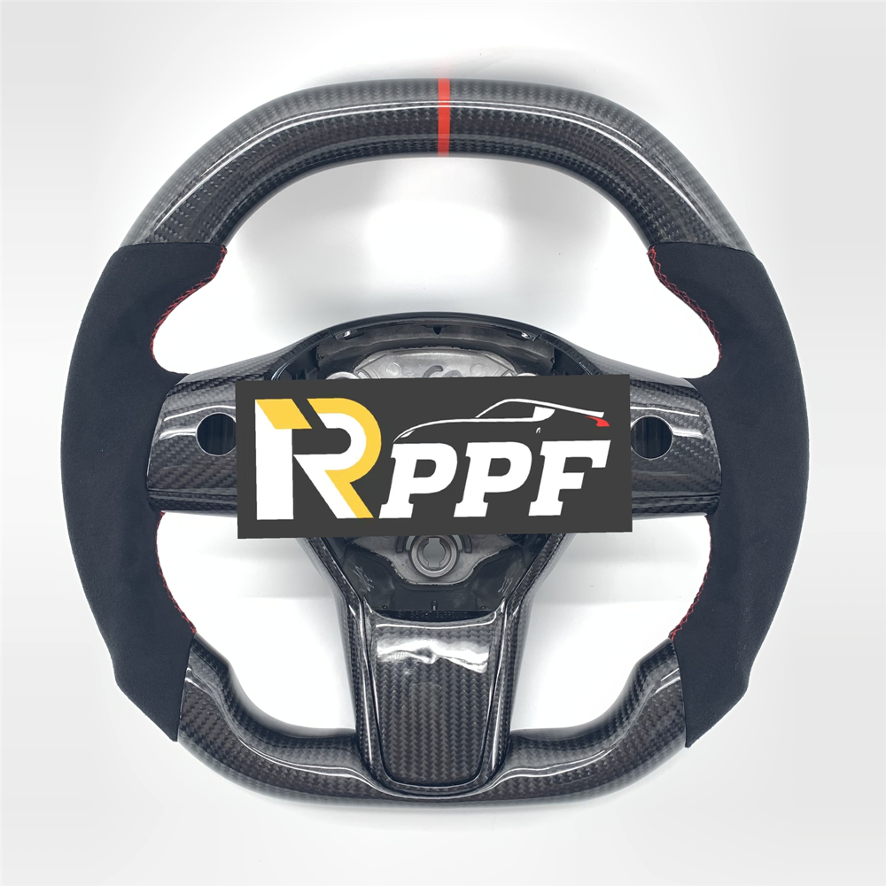 RPPF for Tesla Model 3/Y 2017-2025 Carbon Fiber Steering Wheel with carbon trim