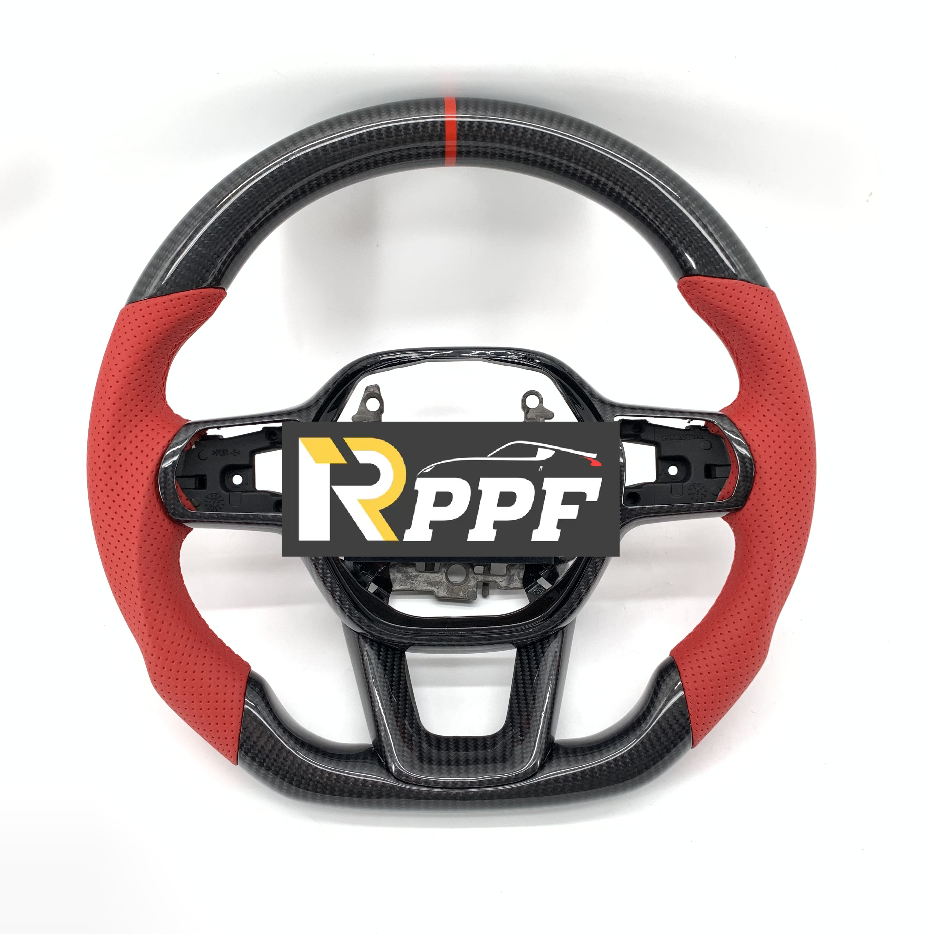 RPPF for Honda 11th gen Civic XI 2021-2025 Carbon Fiber Steering Wheel with Red Line at Top