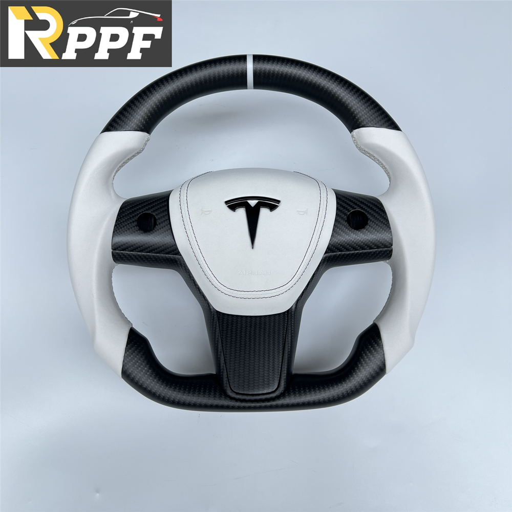 RPPF for Tesla Model 3/Y 2017-2025 Carbon Fiber Steering Wheel with Airbag