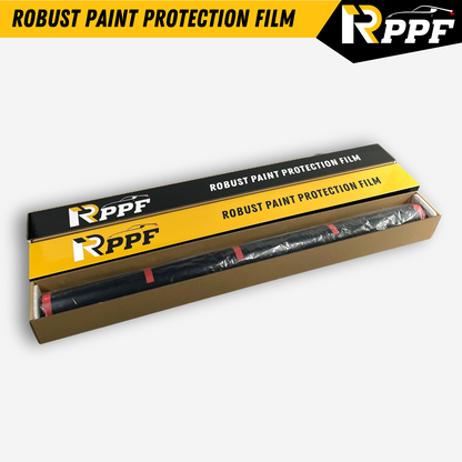 Packaging details of RPPF Matte Black TPU PPF include: Clear packaging film to wrap the car film,a plastic hard shell to protect the ends of the car film from damage and the outer cardboard box.